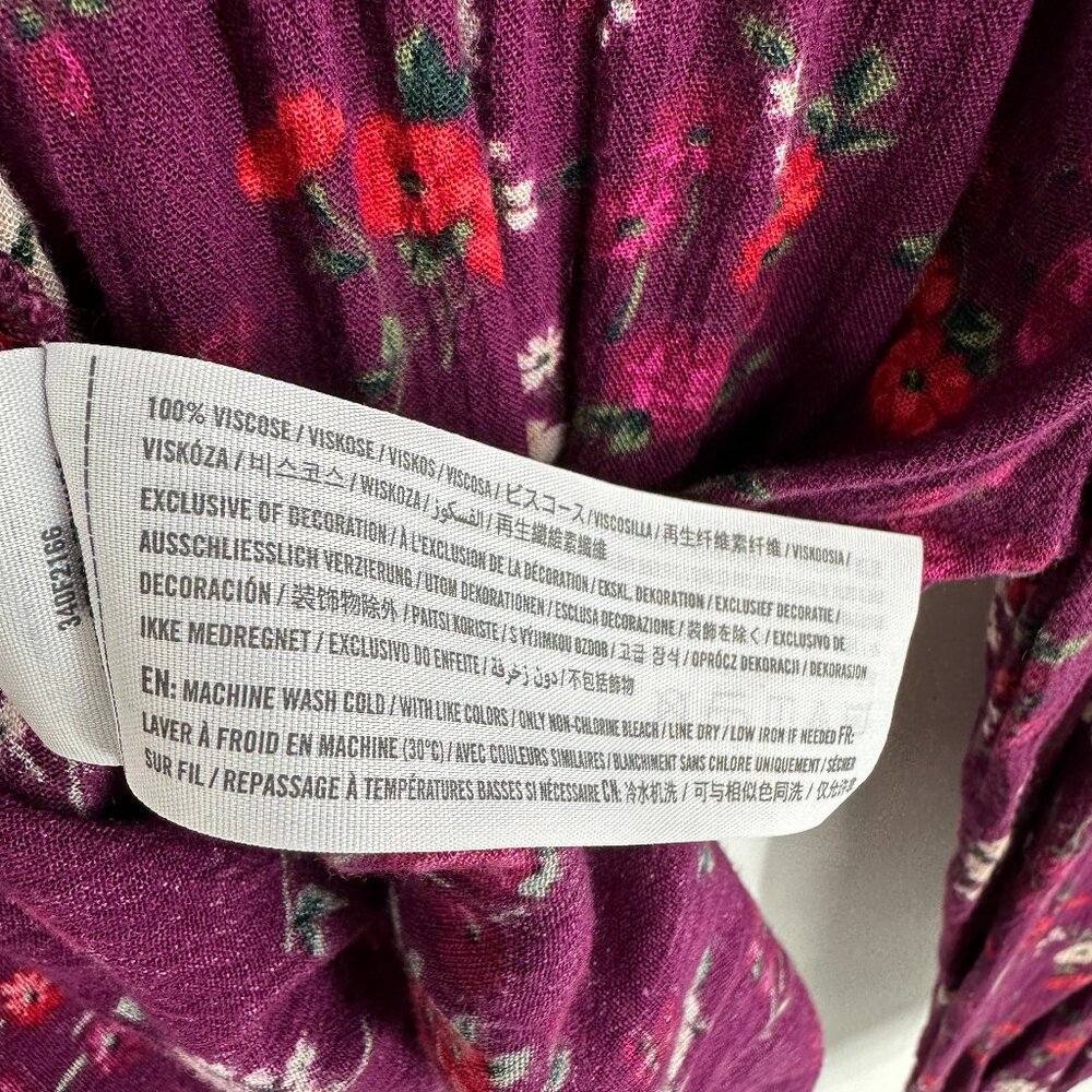 3/$25 Hollister Floral Off the Shoulder Blouse Top S Maroon Red Long Sleeve - Picture 6 of 6